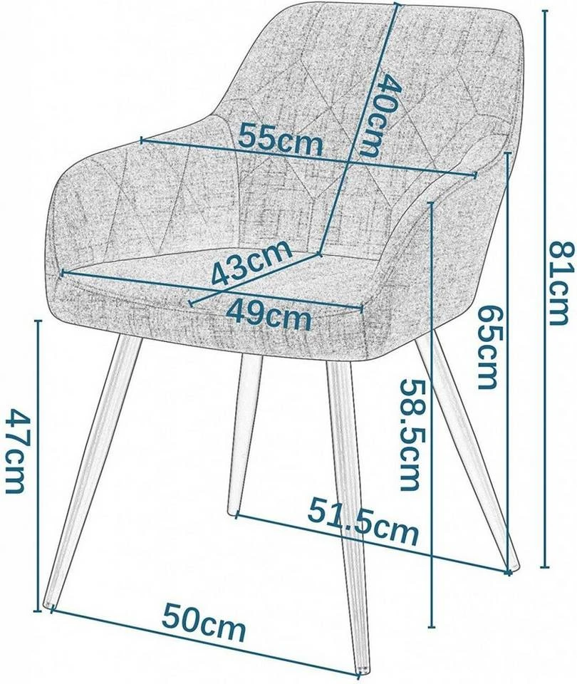 EUGAD Esszimmerstuhl (6 Stück), Wohnzimmerstuhl aus Leinen Polsterstuhl mit Armlehnen und Rückenlehne schwarze Gestell aus Metall Hellgrau Dunkelgrau 3 EUGAD Esszimmerstuhl (6 Stück), Wohnzimmerstuhl aus Leinen Polsterstuhl mit Armlehnen und Rückenlehne schwarze Gestell aus Metall Hellgrau Dunkelgrau – Bild 3