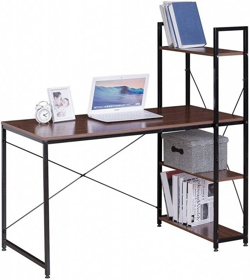 EUGAD Schreibtisch, Bürotisch mit Ablage Holz Stahl 120x64x120cm (BxTxH) Hell Eiche+schwarz Dunkel Buche-Schwarz, Hell Eiche-Schwarz, Hell Eiche-Weiß 7 EUGAD Schreibtisch, Bürotisch mit Ablage Holz Stahl 120x64x120cm (BxTxH) Hell Eiche+schwarz Dunkel Buche-Schwarz, Hell Eiche-Schwarz, Hell Eiche-Weiß – Bild 7