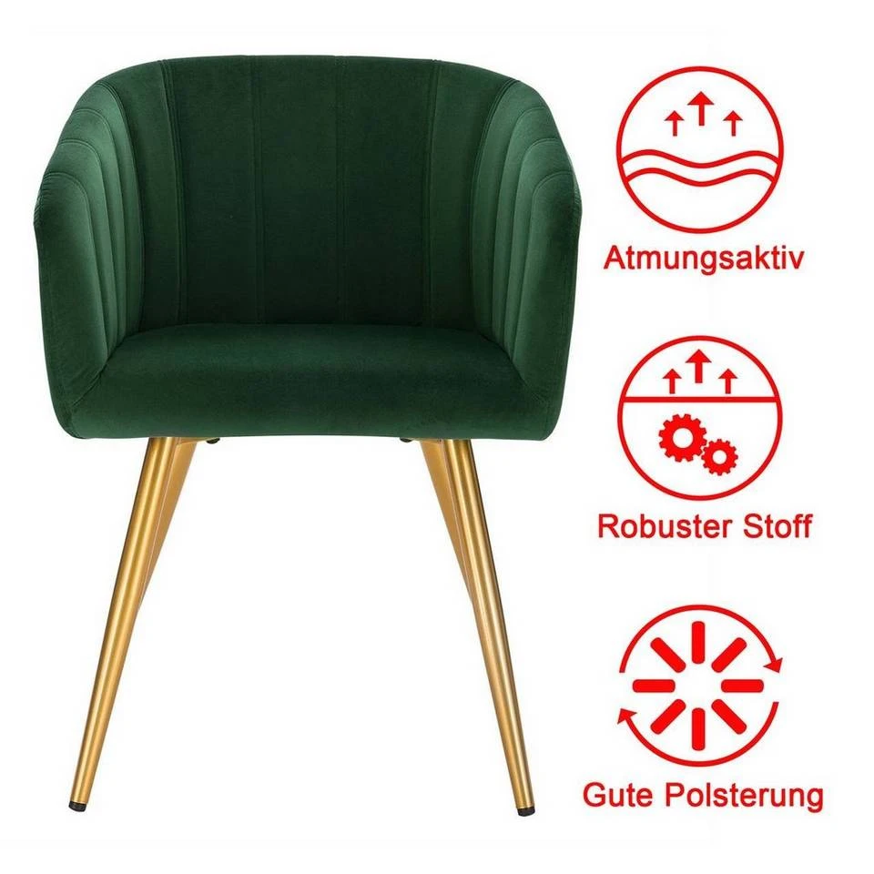 EUGAD Esszimmerstuhl (4 Stück), 4er-Set Esszimmerstuhl Polsterstuhl aus Samt Dunkelgrün Dunkelgrau, Dunkelgrün, Rosa, Schwarz 5 EUGAD Esszimmerstuhl (4 Stück), 4er-Set Esszimmerstuhl Polsterstuhl aus Samt Dunkelgrün Dunkelgrau, Dunkelgrün, Rosa, Schwarz – Bild 5