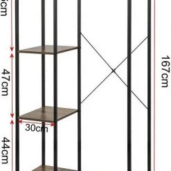 EUGAD Kleiderständer, Garderobenständer Hängeregal mit Schuhregal Holz Metall Schwarz-Hell Eiche Schwarz-Vintage, Wei&szlig;-Eiche -Eugad Möbel Einkaufen 917544e4 c8a6 58a1 ace9 908d516435ff
