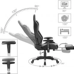 EUGAD Gaming-Stuhl (1 Stück), Racing Stuhl mit Fußstütze Racing Stuhl Drehstuhl Bürostuhl Schreibtischstuhl PC Stuhl mit Wippfunktion Höhenverstellbar Kunstleder Rot Grau, Wei&szlig; -Eugad Möbel Einkaufen 919ff6e6 9269 5d68 a749 b0bf86ff3f97