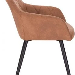 EUGAD Esszimmerstuhl (1 Stück), Wohnzimmerstuhl aus Stoff, Polsterstuhl mit Armlehnen und Rückenlehne, Gestell aus Metall Anthrazit, Braun, Grau -Eugad Möbel Einkaufen 91c7a96c 8d2a 5824 98bd 16703423e7a1