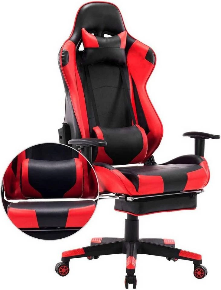 EUGAD Gaming Chair, Bürostuhl Schreibtischstuhl, Kunstleder, mit Ledenkissen Kopfstütze einstellbaren Armlehnen Weiß Grau, Rot, Weiß 20 EUGAD Gaming Chair, Bürostuhl Schreibtischstuhl, Kunstleder, mit Ledenkissen Kopfstütze einstellbaren Armlehnen Weiß Grau, Rot, Weiß – Bild 20