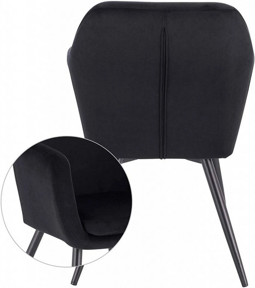 EUGAD Polsterstuhl (1 Stück), Küchenstuhl Samt Stuhl Sessel mit Armlehne, Metallbeine, für Esszimmer Wohnzimmer, Schwarz Dunkelgrau 6 EUGAD Polsterstuhl (1 Stück), Küchenstuhl Samt Stuhl Sessel mit Armlehne, Metallbeine, für Esszimmer Wohnzimmer, Schwarz Dunkelgrau – Bild 6