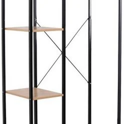 EUGAD Kleiderständer, Garderobenständer Hängeregal mit Schuhregal Holz Metall Schwarz-Hell Eiche Schwarz-Vintage, Weiß-Eiche