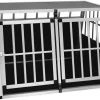 EUGAD Tiertransportbox, Hundetransportbox Alu Doppel Hundebox Reisebox für große Hunde Husky Samojede Weimaraner Labrador Deutscher Schäferhund Boxer 104x91x69cm
