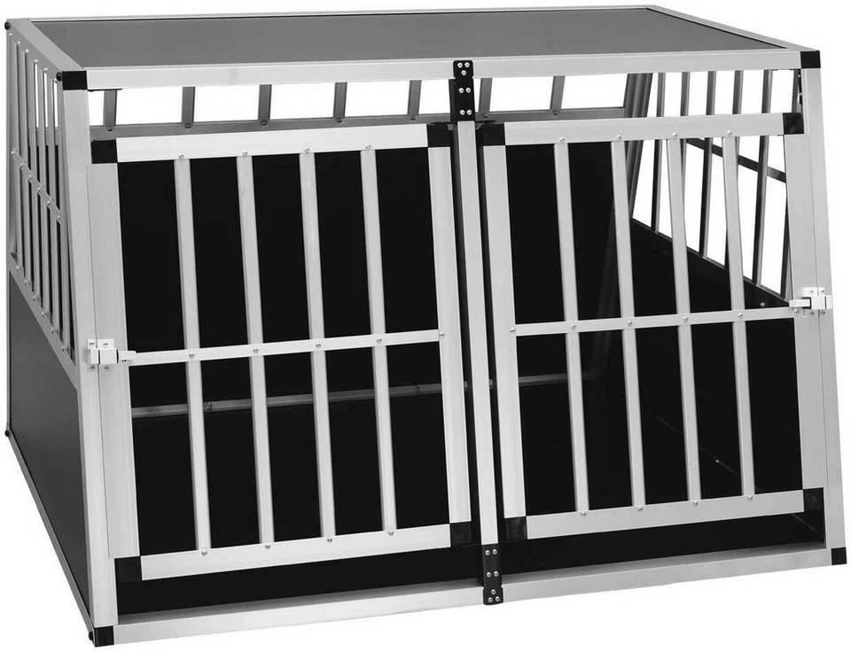 EUGAD Tiertransportbox, Hundetransportbox Alu Doppel Hundebox Reisebox für große Hunde Husky Samojede Weimaraner Labrador Deutscher Schäferhund Boxer 104x91x69cm 1 EUGAD Tiertransportbox, Hundetransportbox Alu Doppel Hundebox Reisebox für große Hunde Husky Samojede Weimaraner Labrador Deutscher Schäferhund Boxer 104x91x69cm