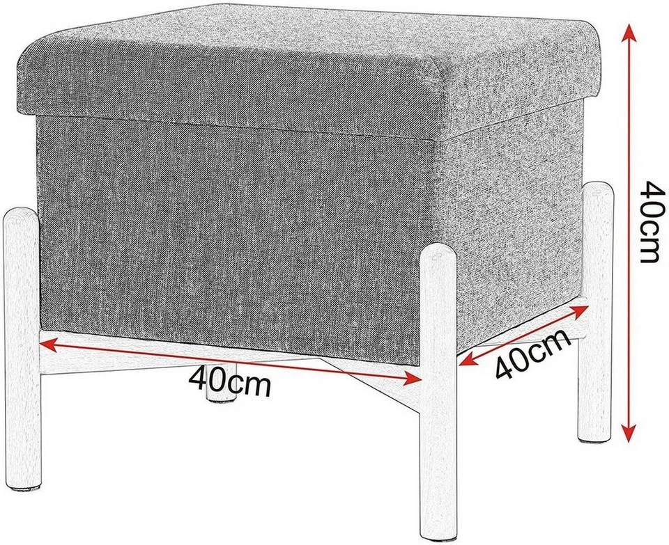 EUGAD Sitzhocker, Polsterhocker Sitztruhe bis 150kg belastbar, mit Stauraum, Deckel Abnehmbar Holzbeine Dunkelgrau Hellgrau 9 EUGAD Sitzhocker, Polsterhocker Sitztruhe bis 150kg belastbar, mit Stauraum, Deckel Abnehmbar Holzbeine Dunkelgrau Hellgrau – Bild 9
