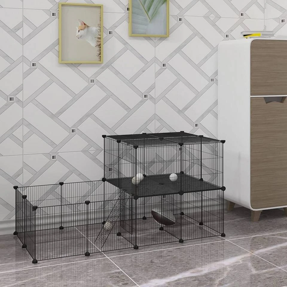 EUGAD Freigehege, Freigehege Kaninchen mit Stauraum Hasen Meerschweinchen Welpenauslauf Laufgitter mit Tür&Treppe DIY Schwarz 30 Platten (35x35cm/Platte) 105 x 70 x 70 cm 1 EUGAD Freigehege, Freigehege Kaninchen mit Stauraum Hasen Meerschweinchen Welpenauslauf Laufgitter mit Tür&Treppe DIY Schwarz 30 Platten (35x35cm/Platte) 105 x 70 x 70 cm