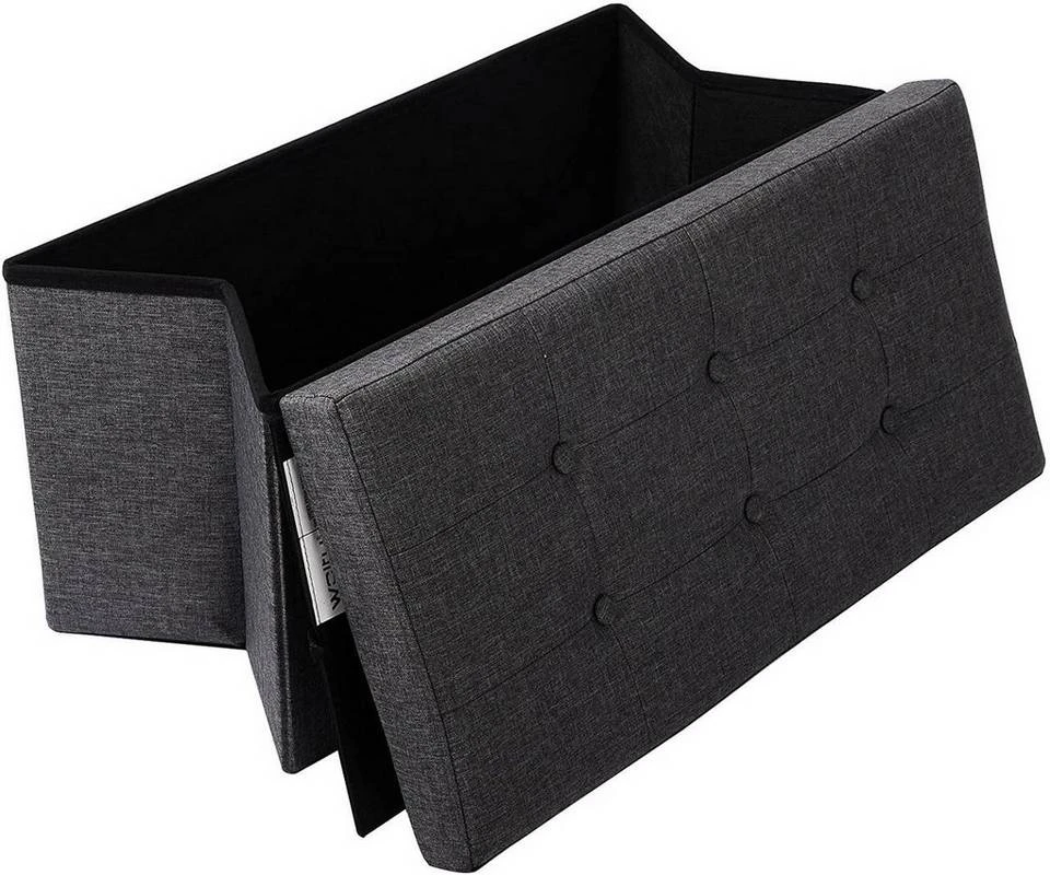 EUGAD Sitzhocker, Fußhocker Sitzbank mit Stauraum Deckel Abnehmbar Leinen Dunkelgrau Beige, Cremeweiß 4 EUGAD Sitzhocker, Fußhocker Sitzbank mit Stauraum Deckel Abnehmbar Leinen Dunkelgrau Beige, Cremeweiß – Bild 4