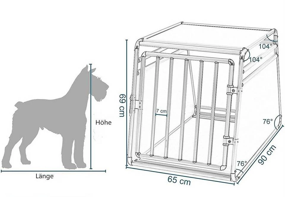 EUGAD Tiertransportbox, Hundetransportbox Alu Hundebox Reisebox Autobox für Husky Samojede Weimaraner Labrador Golden Retriever 90 x 65 x 69 cm XXL Schwarz Grau 3 EUGAD Tiertransportbox, Hundetransportbox Alu Hundebox Reisebox Autobox für Husky Samojede Weimaraner Labrador Golden Retriever 90 x 65 x 69 cm XXL Schwarz Grau – Bild 3