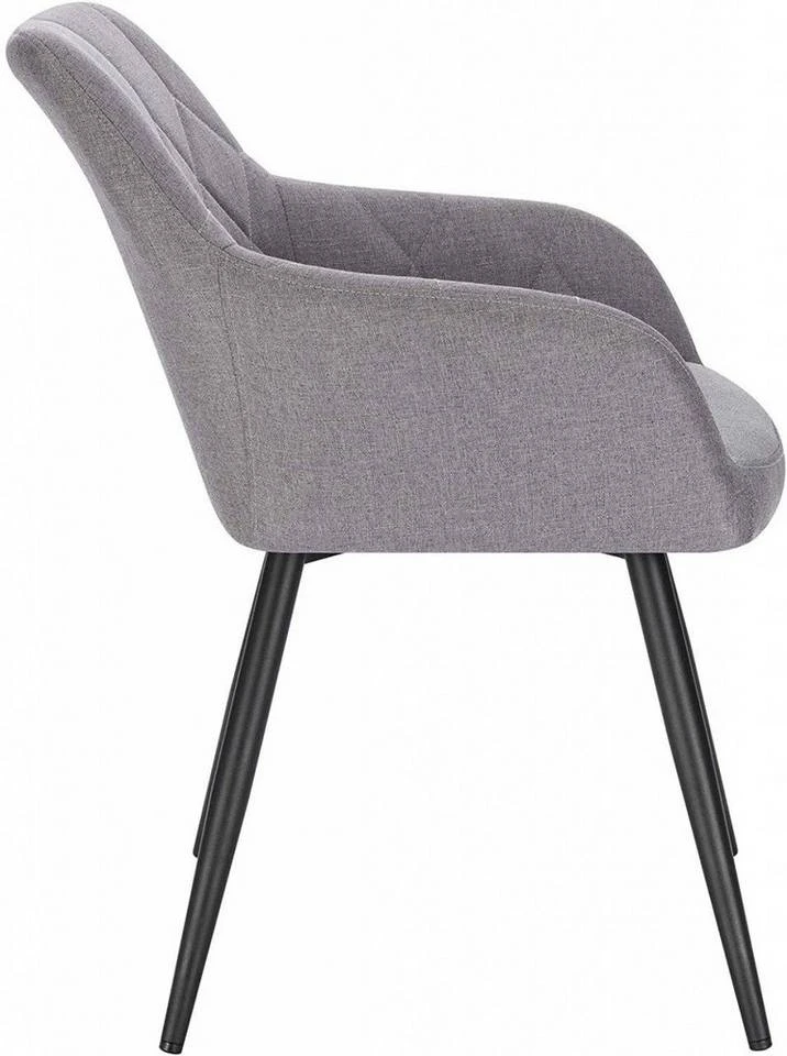 EUGAD Esszimmerstuhl (6 Stück), Wohnzimmerstuhl aus Leinen Polsterstuhl mit Armlehnen und Rückenlehne schwarze Gestell aus Metall Hellgrau Dunkelgrau 5 EUGAD Esszimmerstuhl (6 Stück), Wohnzimmerstuhl aus Leinen Polsterstuhl mit Armlehnen und Rückenlehne schwarze Gestell aus Metall Hellgrau Dunkelgrau – Bild 5