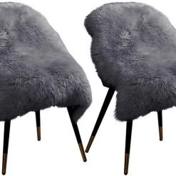 Teppich, EUGAD, 2er-Set Öko Lammfell echtes Longhair Fell XL (100-104)x65cm Grau