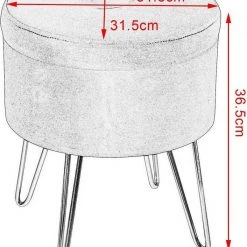 EUGAD Sitzhocker, Samthocker mit Stauraum, rund, mit stabilen goldenen Metallfüßen, Türkis Dunkelgrau, Dunkelgrün, Hellgrau, Rosa, Türkis -Eugad Möbel Einkaufen 9c7aff3c 16de 5438 84c5 a9c2ddccbf98