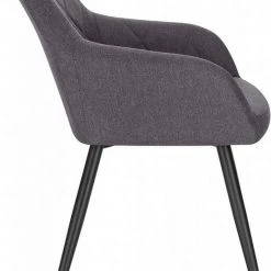 EUGAD Esszimmerstuhl (4 Stück), Wohnzimmerstuhl aus Leinen Polsterstuhl mit Armlehnen und Rückenlehne schwarze Gestell aus Metall Hellgrau Dunkelgrau -Eugad Möbel Einkaufen 9c88e8e6 c51a 541f ae4c a09e89133de8