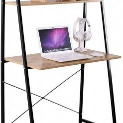 EUGAD Schreibtisch, Bürotisch Computertisch Arbeitstisch PC Tisch mit Ablage Holz Stal Holz Vintage+schwarz Hell Eiche+schwarz -Eugad Möbel Einkaufen 9e013f3e 5b5e 5bcf b95f 30c366508ac5