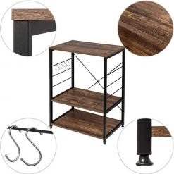 EUGAD Küchenregal, Standregal Bäckerregal, Industrie Design, MDF, Metall, Vintage -Eugad Möbel Einkaufen 9e01dddd 1b24 5aa0 9dd5 249483c86622