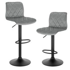 EUGAD Barhocker (2 St), Barhocker Drehstuhl Tresenhocker Barstuhl, Sitzfläche aus Samt mit Rücklehne Höhenverstellbar