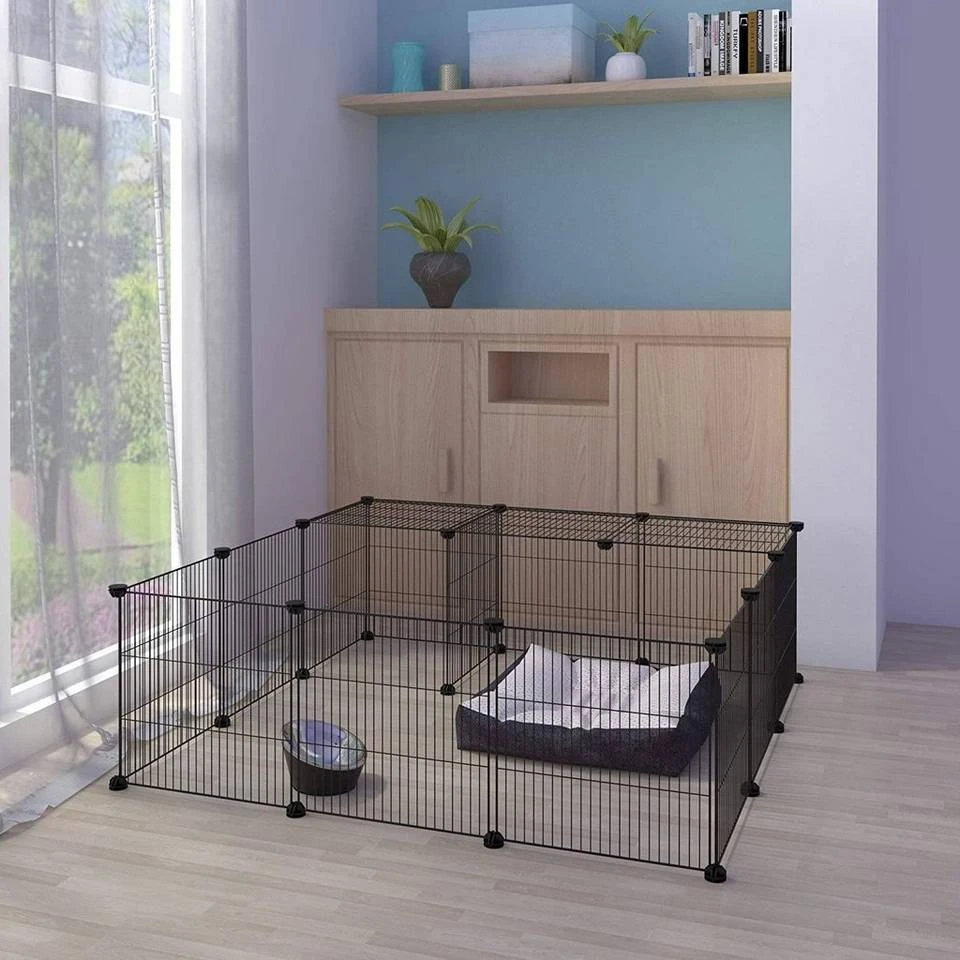 EUGAD Freigehege, DIY 16 Platten Schwarz Laufstall Kleintiere Schwarz 109x109x39cm 2 EUGAD Freigehege, DIY 16 Platten Schwarz Laufstall Kleintiere Schwarz 109x109x39cm – Bild 2