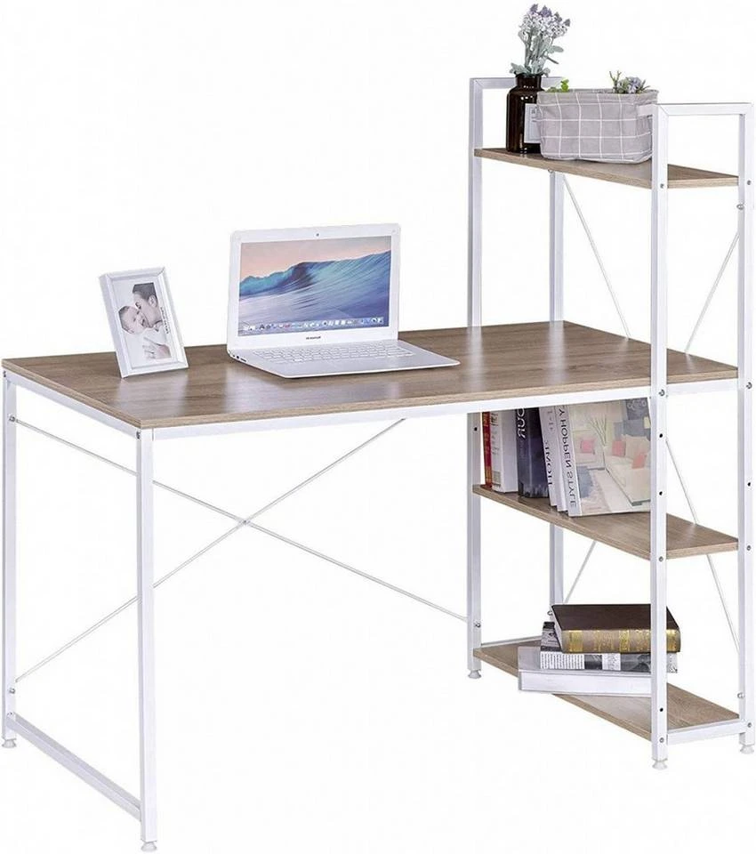 EUGAD Schreibtisch, Bürotisch mit Ablage Holz Stahl 120x64x120cm (BxTxH) Hell Eiche+schwarz Dunkel Buche-Schwarz, Hell Eiche-Schwarz, Hell Eiche-Weiß 13 EUGAD Schreibtisch, Bürotisch mit Ablage Holz Stahl 120x64x120cm (BxTxH) Hell Eiche+schwarz Dunkel Buche-Schwarz, Hell Eiche-Schwarz, Hell Eiche-Weiß – Bild 13