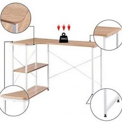 EUGAD Schreibtisch, PC-Tisch Bürotisch Arbeitstisch mit Bücherregal Holz 120x74x71,5 cm Hell Eiche Holz Vintage, Weiß+Hell Eiche 39 EUGAD Schreibtisch, PC-Tisch Bürotisch Arbeitstisch mit Bücherregal Holz 120x74x71,5 cm Hell Eiche Holz Vintage, Weiß+Hell Eiche -Eugad Möbel Einkaufen a23c0f41 9746 53c1 9194 1ddca8ad21fc