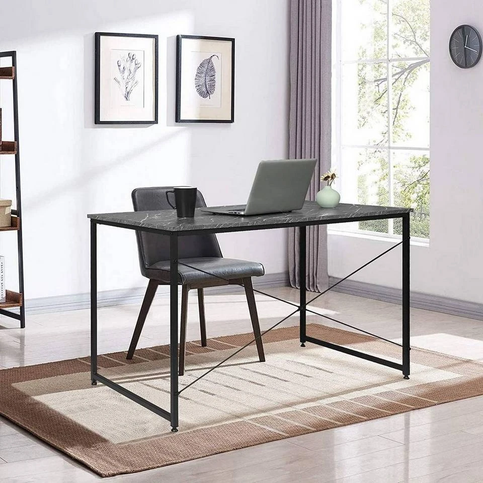 EUGAD Schreibtisch, mit Bücherregal 120x60x70 cm Schwarz Marmor Holz Vintage 2 EUGAD Schreibtisch, mit Bücherregal 120x60x70 cm Schwarz Marmor Holz Vintage – Bild 2