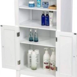 EUGAD Badkommode, Badschrank Beistellschrank, mit Doppeltür, 4 Fächern, MDF, Weiß -Eugad Möbel Einkaufen a4387eb2 3a43 50f4 b12e 1d3caea2accb