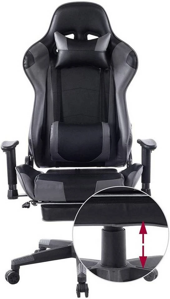 EUGAD Gaming Chair, Bürostuhl Schreibtischstuhl, Kunstleder, mit Ledenkissen Kopfstütze einstellbaren Armlehnen Weiß Grau, Rot, Weiß 11 EUGAD Gaming Chair, Bürostuhl Schreibtischstuhl, Kunstleder, mit Ledenkissen Kopfstütze einstellbaren Armlehnen Weiß Grau, Rot, Weiß – Bild 11