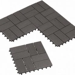 EUGAD WPC-Fliesen, 22 Stück WPC Terrassenfliesen Klickfliesen 30x30cm Coffee Anthrazit, Dunkelgrau, Hellgrau
