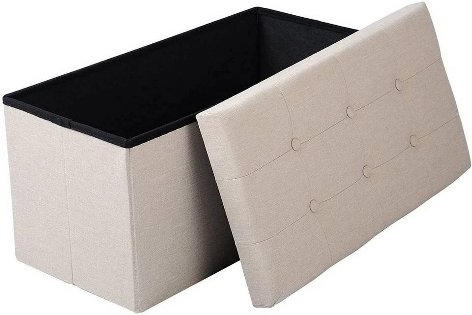 EUGAD Sitzhocker, Fußhocker Sitzbank mit Stauraum Deckel Abnehmbar Leinen Dunkelgrau Beige, Cremeweiß 11 EUGAD Sitzhocker, Fußhocker Sitzbank mit Stauraum Deckel Abnehmbar Leinen Dunkelgrau Beige, Cremeweiß – Bild 11