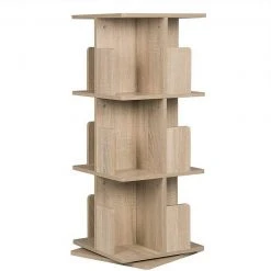 EUGAD Bücherregal, Raumteiler Standregal mit 3 Ebenen, 360° frei drehbar, MDF, Natur