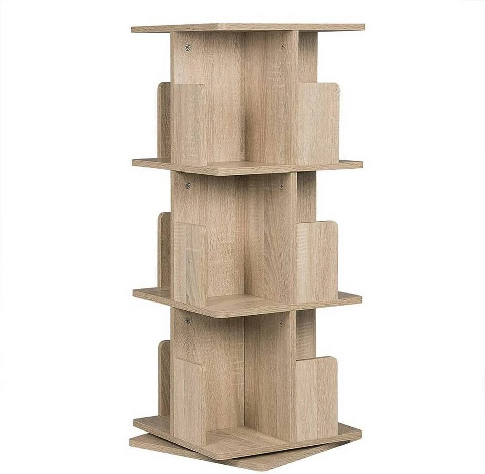 EUGAD Bücherregal, Raumteiler Standregal mit 3 Ebenen, 360° frei drehbar, MDF, Natur 1 EUGAD Bücherregal, Raumteiler Standregal mit 3 Ebenen, 360° frei drehbar, MDF, Natur