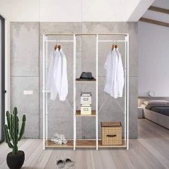 EUGAD Kleiderständer, Wäscheständer Garderobenständer mit Ablage Schwarzrohre und Eiche Platte Schwarz-Hell Eiche, Schwarz-Vintage, Wei&szlig;-Eiche -Eugad Möbel Einkaufen a6530f49 5d3c 5158 95bb 57220b218d94