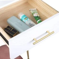 EUGAD Schminktisch, mit 3 Schubladen Tischplatte 100x40cm, Kosmetiktisch für Schlafzimmer, Weiß -Eugad Möbel Einkaufen a6b2d23b bba4 5ee0 8be8 a3062d3afe19