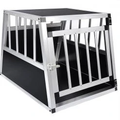 EUGAD Tiertransportbox, Hundetransportbox Alu Hundebox Reisebox Autobox für kleine/mittlere Hunde Französische Bulldogge Beagle Terriers Dackel Shiba Inu 69 x 54 x 50 cm L