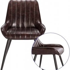 EUGAD Esszimmerstuhl, 4 Stücke Retro Küchenstuhl Sitzfläche aus PU mit Metallbeine Schwarz Braun, Dunkelbraun, Dunkelgr&uuml;n, Grau -Eugad Möbel Einkaufen a8fd308b dd43 56dc 85dc 0e3e9265472a