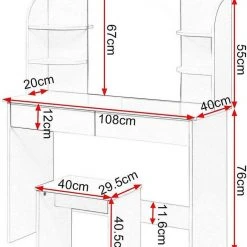 EUGAD Schminktisch, Schminktisch mit Spiegel und Hocker, Hochglanz Kosmetiktisch Weiß -Eugad Möbel Einkaufen a9256acb 6573 5ee8 b7fd f93978ee5030