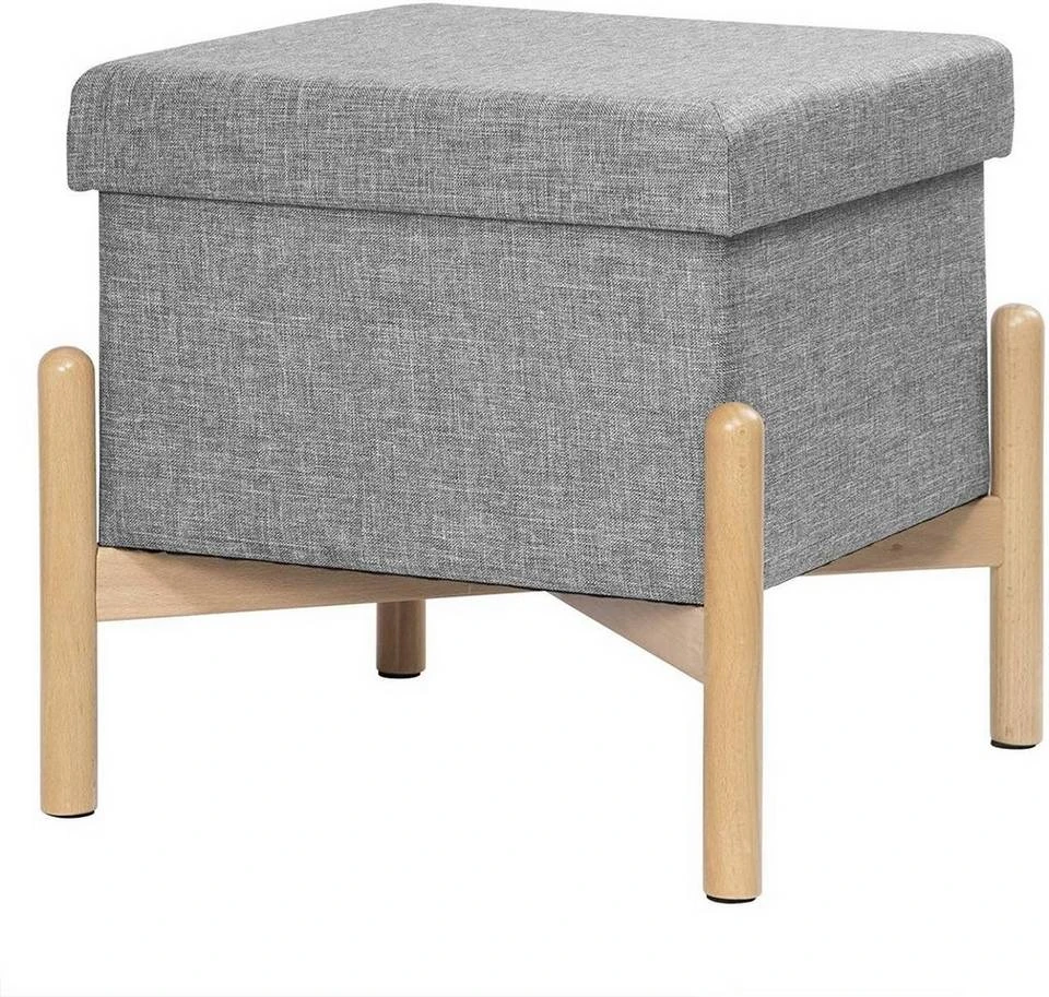 EUGAD Sitzhocker, Polsterhocker Sitztruhe bis 150kg belastbar, mit Stauraum, Deckel Abnehmbar Holzbeine Dunkelgrau Hellgrau 7 EUGAD Sitzhocker, Polsterhocker Sitztruhe bis 150kg belastbar, mit Stauraum, Deckel Abnehmbar Holzbeine Dunkelgrau Hellgrau – Bild 7