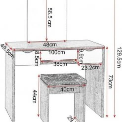 EUGAD Schminktisch, mit Hocker einem große Spiegel und 3 großen Schubladen Weiß-Eiche Eiche-Wei&szlig;, Wei&szlig;, Wei&szlig;-Eiche -Eugad Möbel Einkaufen a9a14b4f 400a 5f6c 8f9f 74a37f22ae8d