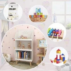 EUGAD Bücherregal, Kinderregal im Kinderzimmer, Spielzeugregal mit 3 Regalen, solides Aufbewahrungsregal in Katzenform aus MDF und Kiefernholz, 60x29x121,5 cm, Weiß -Eugad Möbel Einkaufen a9a68ad6 8f6d 590c 8281 a675eb171a2c