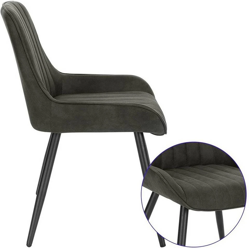 EUGAD Esszimmerstuhl, Polsterstuhl 2er-Set,Sitzfläche aus Stoffbezug Anthrazit, Dunkelbraun, Dunkelgrau 5 EUGAD Esszimmerstuhl, Polsterstuhl 2er-Set,Sitzfläche aus Stoffbezug Anthrazit, Dunkelbraun, Dunkelgrau – Bild 5