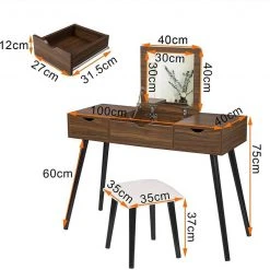 EUGAD Schminktisch, mit Aufklappbarem Spiegel, Schreibtisch mit 2 Schubladen, 100x40x75cm(L*B*H), Kosmetiktisch Computertisch mit große Tischplatte Eiche Wei&szlig; -Eugad Möbel Einkaufen a9eb29e7 3388 5880 a005 4cd8a587b11e