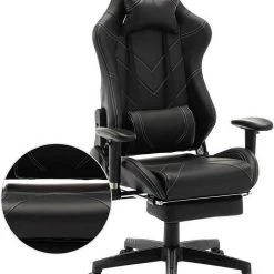 EUGAD Gaming Chair, Bürostuhl, Gaming Stuhl, Kunstleder, mit einstellbaren Armlehnen Rot Blau, Schwarz, Weiß 48 EUGAD Gaming Chair, Bürostuhl, Gaming Stuhl, Kunstleder, mit einstellbaren Armlehnen Rot Blau, Schwarz, Weiß -Eugad Möbel Einkaufen aa47c766 1b31 5179 ba20 91fbe2262ffc