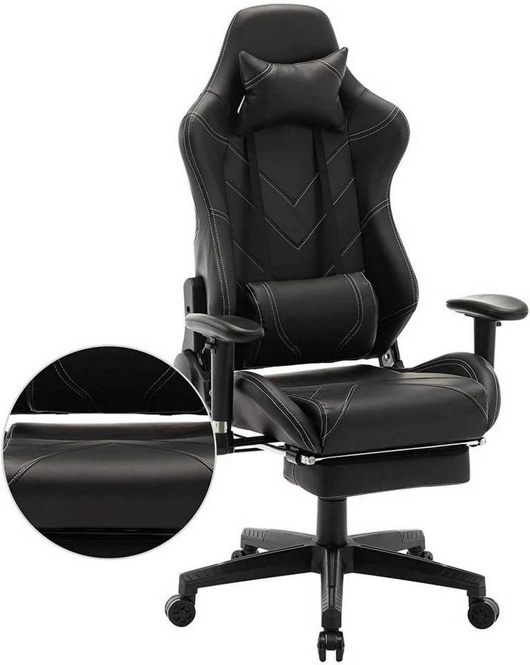 EUGAD Gaming Chair, Bürostuhl, Gaming Stuhl, Kunstleder, mit einstellbaren Armlehnen Rot Blau, Schwarz, Weiß 21 EUGAD Gaming Chair, Bürostuhl, Gaming Stuhl, Kunstleder, mit einstellbaren Armlehnen Rot Blau, Schwarz, Weiß – Bild 21