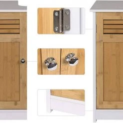 EUGAD Waschbeckenunterschrank Unterschrank Badezimmerschrank Waschtisch Badschrank mit 2 Türen 60x30x60cm aus MDF Weiß+Natur Weiß+Grau, Weiß+Natur -Eugad Möbel Einkaufen aa9c5aa1 5e4d 5a1b b94e 58a92b2c8386