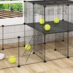 EUGAD Freigehege, Freigehege Kaninchen mit Stauraum Hasen Meerschweinchen Welpenauslauf Laufgitter mit Tür&Treppe DIY Schwarz 30 Platten (35x35cm/Platte) 105 x 70 x 70 cm 14 EUGAD Freigehege, Freigehege Kaninchen mit Stauraum Hasen Meerschweinchen Welpenauslauf Laufgitter mit Tür&Treppe DIY Schwarz 30 Platten (35x35cm/Platte) 105 x 70 x 70 cm -Eugad Möbel Einkaufen aaa57215 821f 59fe 8a54 df94e36b0fa6