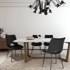 EUGAD Esszimmerstuhl (2 Stück), Küchenstuhl, Polsterstuhl, Wohnzimmerstuhl ohne Armlehne, Metallbeine, Samt, Dunkelgrau Hellgrau, Schwarz -Eugad Möbel Einkaufen ab56adc5 d979 4cb9 a754 07d94326e2f0