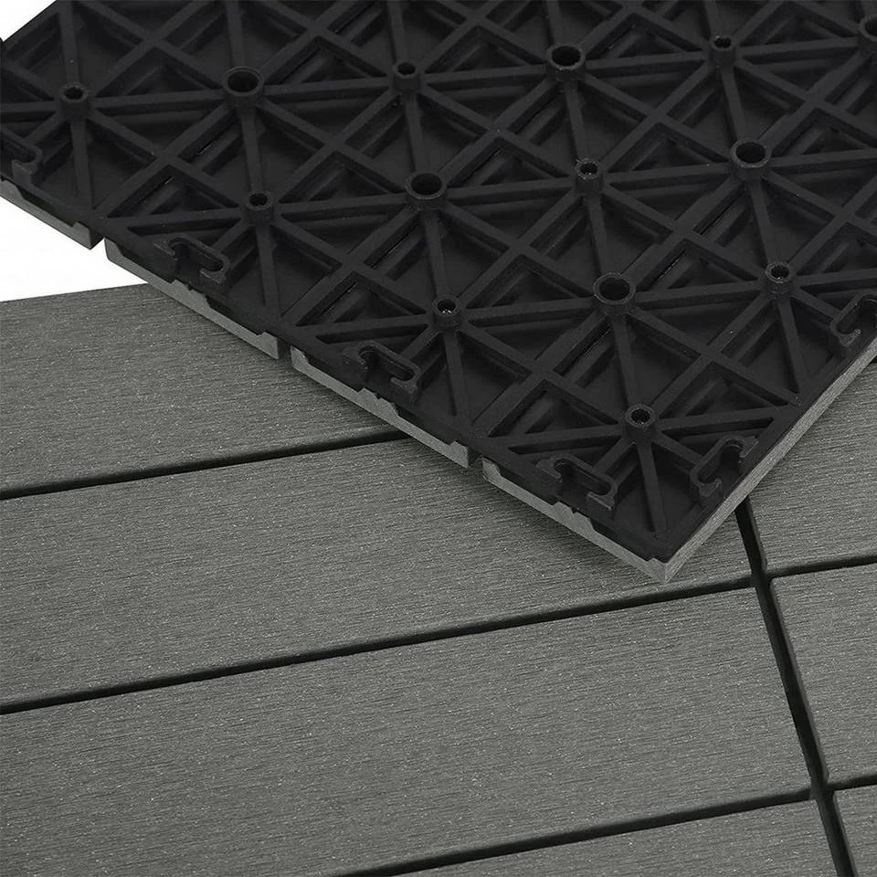 EUGAD WPC-Fliesen, 22 Stück WPC Terrassenfliesen in T-Form 30x30cm Dunkelgrau Anthrazit, Braun, Hellgrau 19 EUGAD WPC-Fliesen, 22 Stück WPC Terrassenfliesen in T-Form 30x30cm Dunkelgrau Anthrazit, Braun, Hellgrau – Bild 19