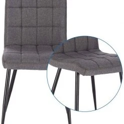 EUGAD Esszimmerstuhl (2 Stück), Küchenstuhl Polsterstuhl, mit Rückenlehne, Metallbeine, Sitzfläche aus Leinen, Dunkelgrau Dunkelgrau | Dunkelgrau, Hellgrau | Hellgrau -Eugad Möbel Einkaufen ac3f9cf8 edfc 4c96 870b 12bdeedc785f