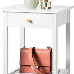 EUGAD Nachttisch, 2er-Set Nachtkommode Sofatisch Kaffeetisch Beistelltisch Nachtschrank für Wohnzimmer Schlafzimmer mit Schublade mit Ablage aus MDF Weiß -Eugad Möbel Einkaufen ac74b0fe 4565 5b3b a7a3 62eb01b5bf78